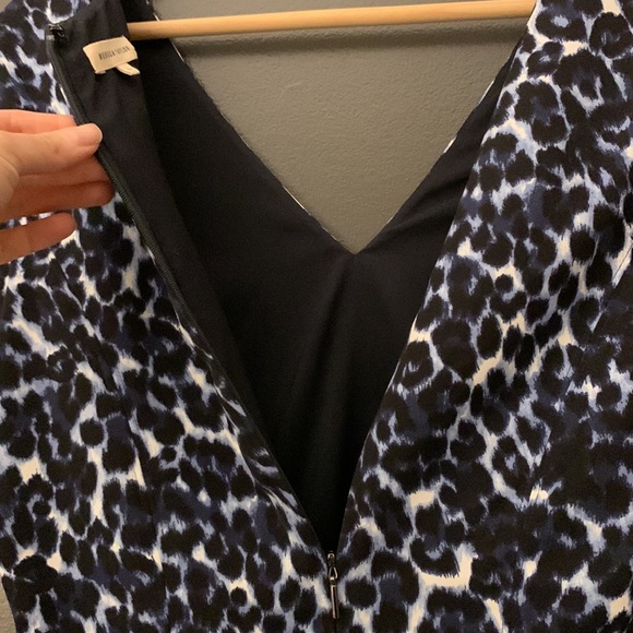 💙REBECCA TAYLOR Blue Lynx Leopard Fit and Flare Dress - Picture 8 of 12